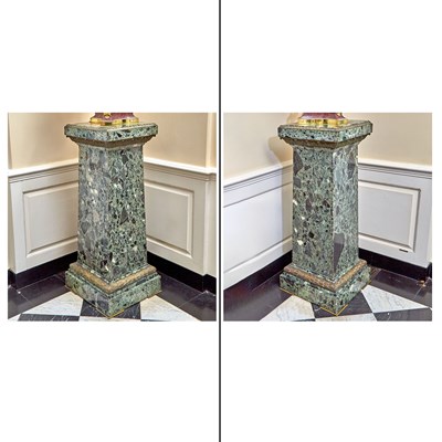 Lot 143 - Pair of Gilt-Bronze Mounted Green Marble Plinths