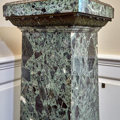 Lot 143 - Pair of Gilt-Bronze Mounted Green Marble Plinths