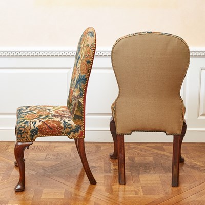 Lot 100 - Pair of George II Needlework-Upholstered Walnut Side Chairs