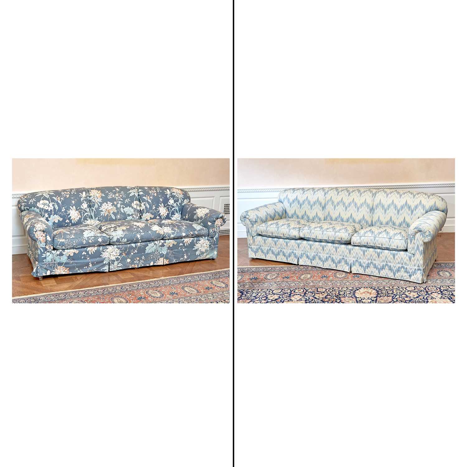 Lot 154 - Modern Floral Upholstered Loose Cushion Sofa