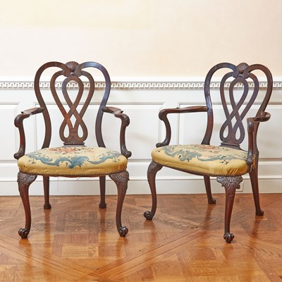 Lot 111 - Pair of George II Mahogany Armchairs