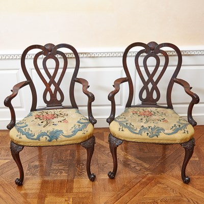 Lot 111 - Pair of George II Mahogany Armchairs