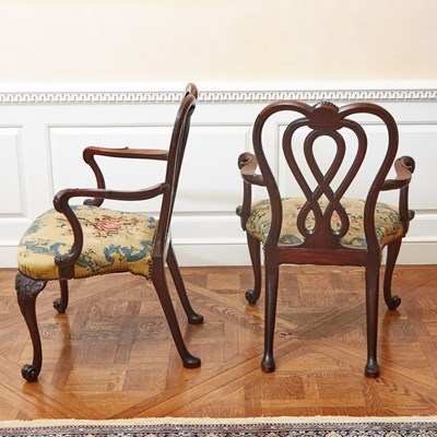 Lot 111 - Pair of George II Mahogany Armchairs