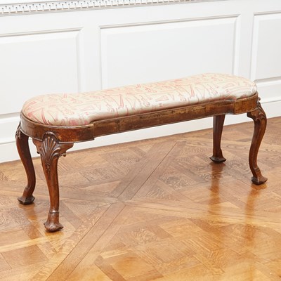 Lot 104 - George II Burr and Figured Walnut Long Bench