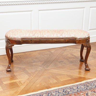 Lot 104 - George II Burr and Figured Walnut Long Bench