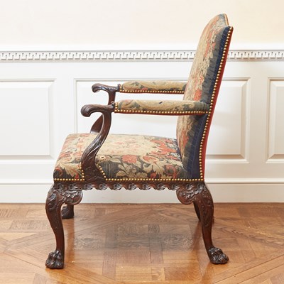 Lot 109 - George II Style Needlework-Upholstered Walnut Library Armchair