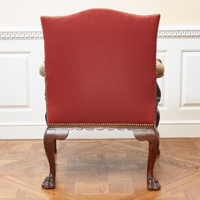 Lot 109 - George II Style Needlework-Upholstered Walnut Library Armchair