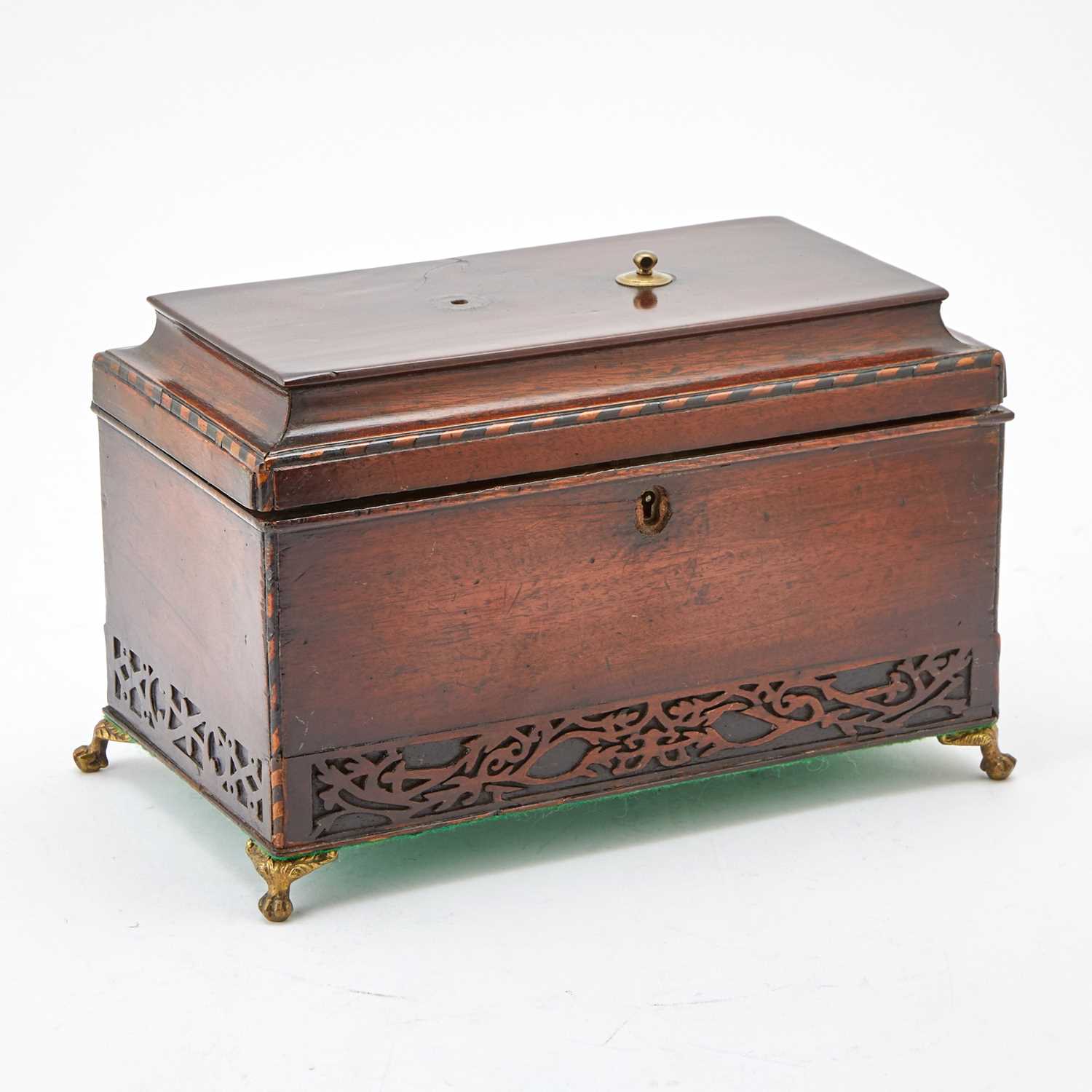 Lot 112 - George II Inlaid Mahogany Tea Caddy