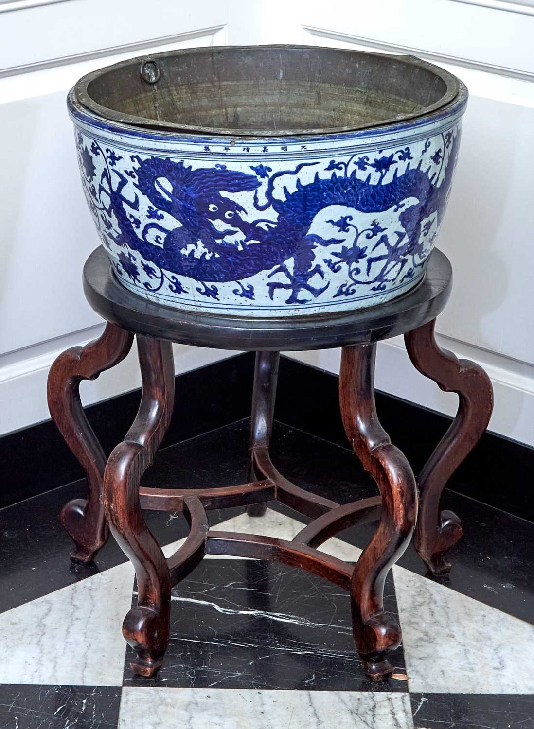 Lot 178 - A Massive Chinese Blue and White Porcelain Dragon Basin