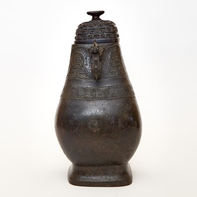 Lot 171 - A Large Chinese Archaistic Bronze Twin-Handled Hu Vase