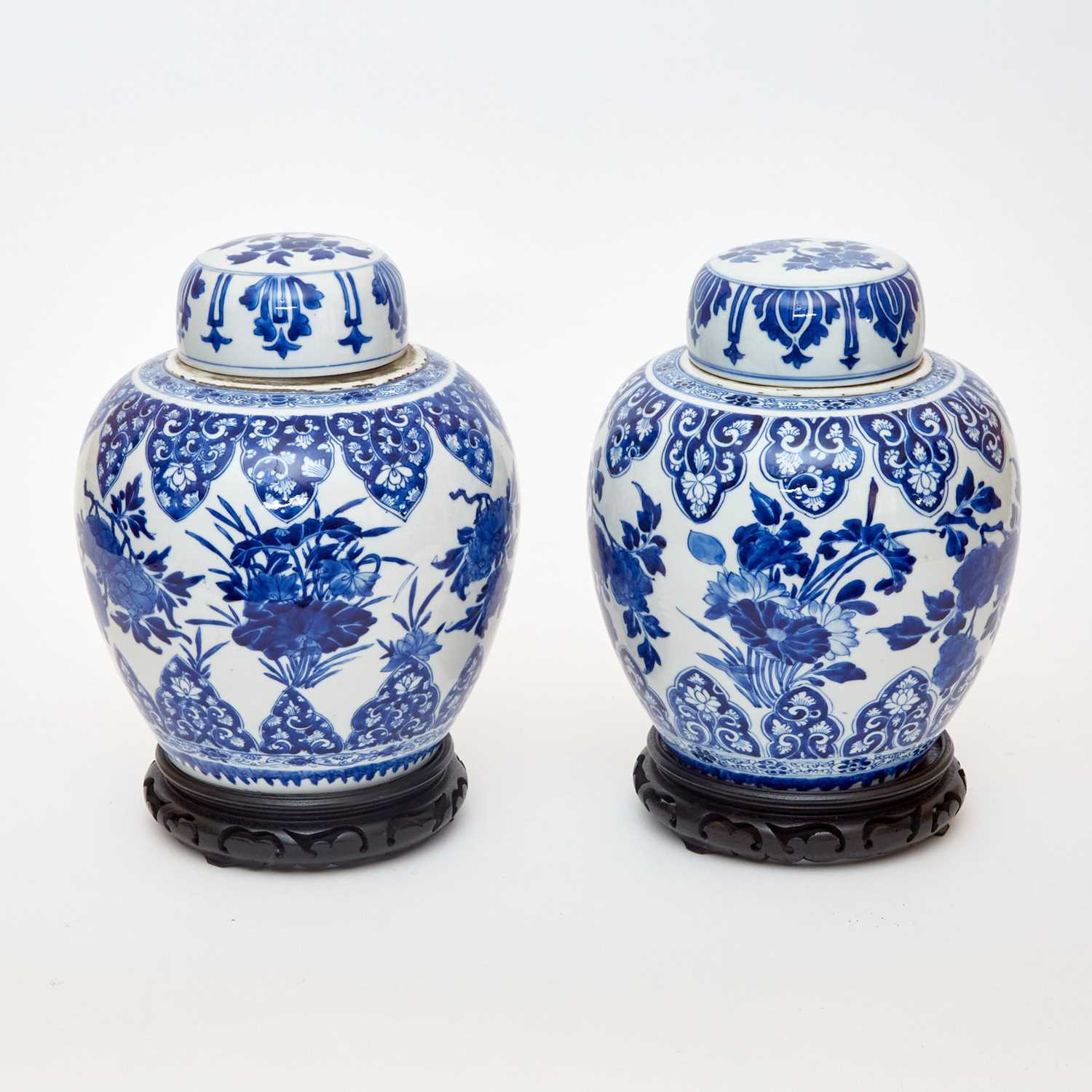 Lot 182 - Pair of Chinese Blue and White Porcelain Covered Jars