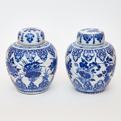 Lot 182 - Pair of Chinese Blue and White Porcelain Covered Jars