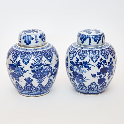 Lot 182 - Pair of Chinese Blue and White Porcelain Covered Jars