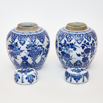 Lot 182 - Pair of Chinese Blue and White Porcelain Covered Jars