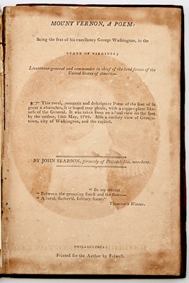 Lot 84 - A "rural, romantic, and descriptive poem" about George Washinton's home, Mount Vernon