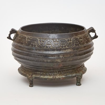 Lot 170 - A Chinese Bronze Gui-Form Censer