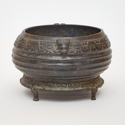 Lot 170 - A Chinese Bronze Gui-Form Censer