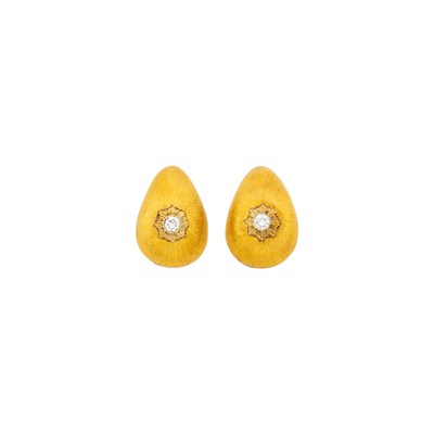 Lot 1153 - Mario Buccellati Pair of Gold and Diamond Earclips