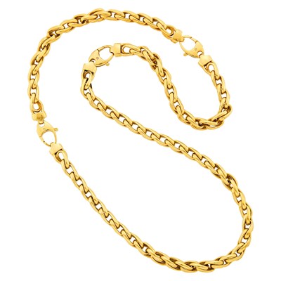 Lot 1158 - Long Gold Chain Necklace/Bracelet Combination