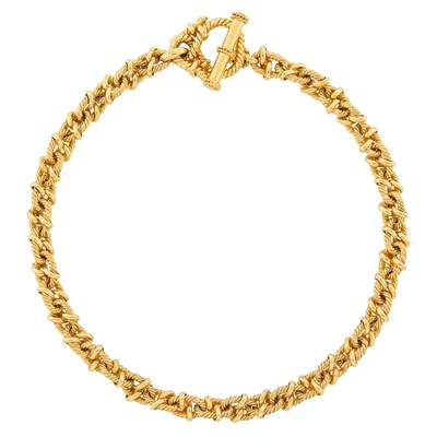 Lot 1134 - Gold Nautical Link Necklace with Toggle Clasp