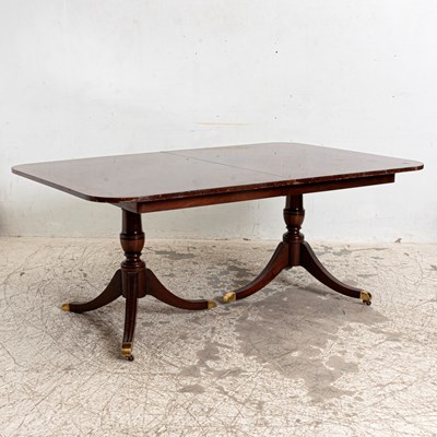 Lot 176 - George III Style Inlaid Mahogany Double-Pedestal Dining Table