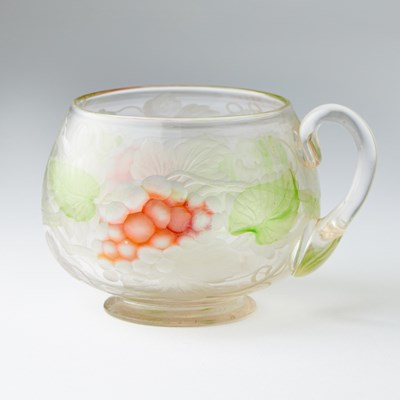 Lot 242 - Tiffany Blown, Padded, and Wheel-Engraved Favrile Glass Grape-Themed Punch Cup