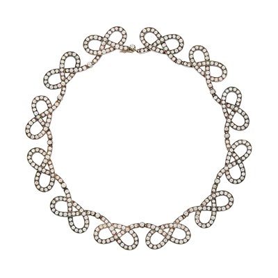 Lot 126 - Silver, Gold and Diamond Link Necklace