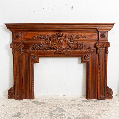 Lot 199 - French Style Carved Mahogany Mantle