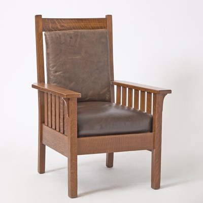 Lot 151 - L. & J.G. Stickley Oak and Leather Armchair