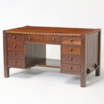 Lot 152 - Gustav Stickley Oak and Leather Desk