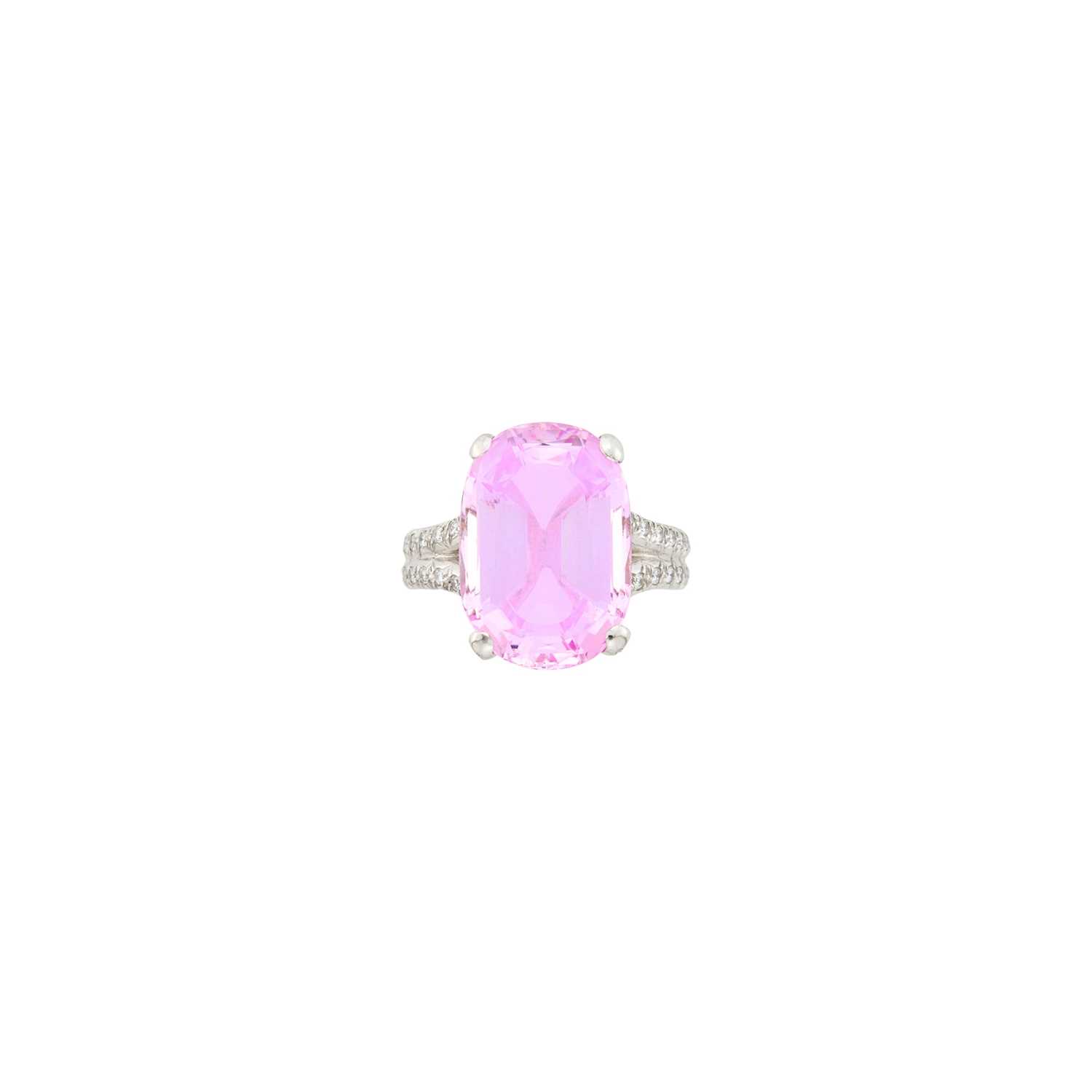 Lot 43 - Platinum, Pink Topaz and Diamond Ring