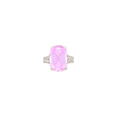 Lot 43 - Platinum, Pink Topaz and Diamond Ring