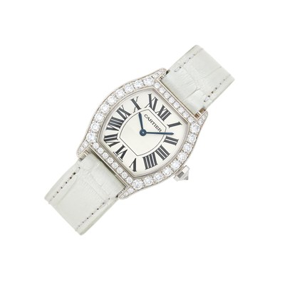 Lot Cartier White Gold and Diamond 'Tortue' Wristwatch, Ref. 2644