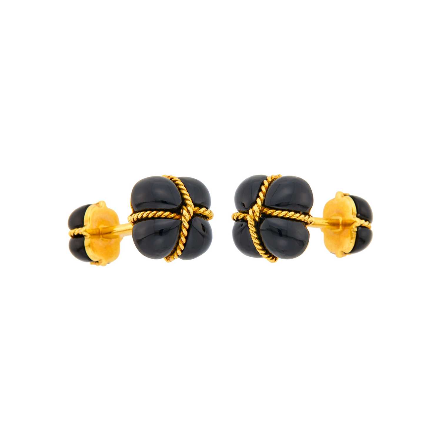 Lot 25 - Verdura Pair of Gold and Black Onyx Cufflinks