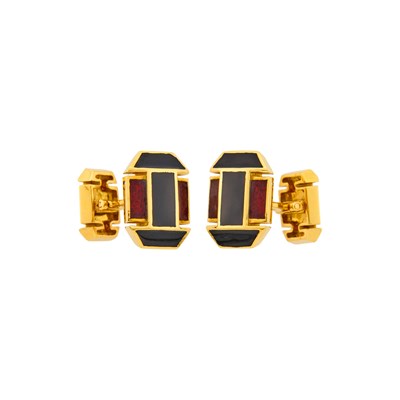 Lot 34 - David Webb Pair of Gold and Enamel Cufflinks