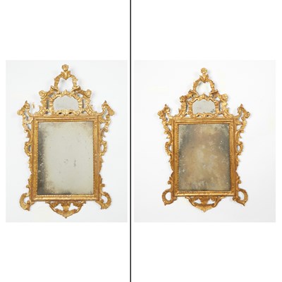 Lot 549 - Pair of Italian Rococo Giltwood Mirrors