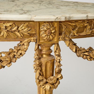 Lot 487 - Louis XVI Style Demilune Carved Giltwood Console Table