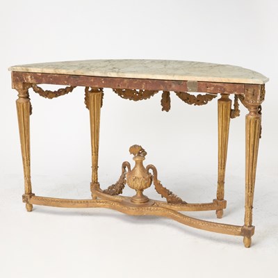 Lot 487 - Louis XVI Style Demilune Carved Giltwood Console Table