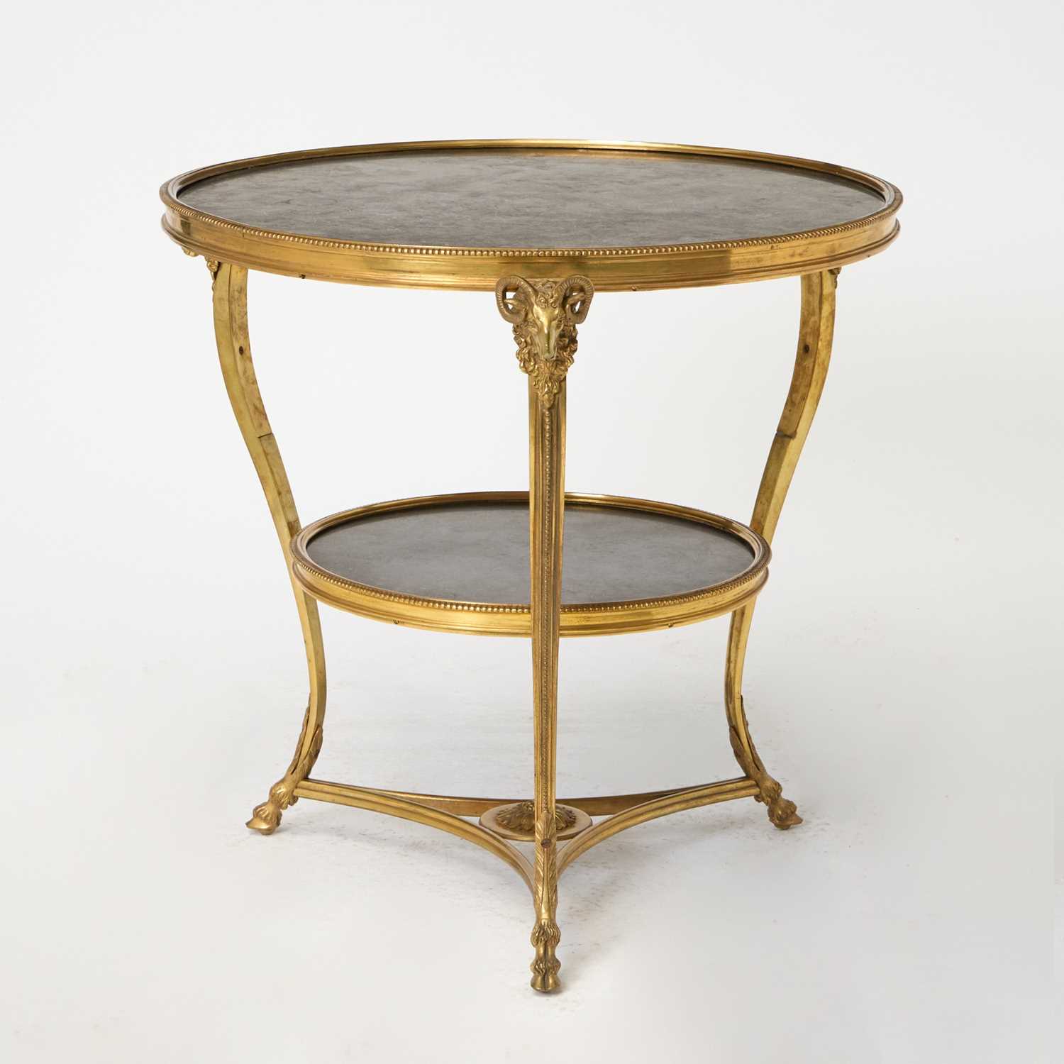 Lot 476 - Louis XVI Style Two-Tier Gilt-Bronze Black Marble Gueridon