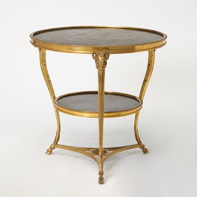 Lot 476 - Louis XVI Style Two-Tier Gilt-Bronze Black Marble Gueridon