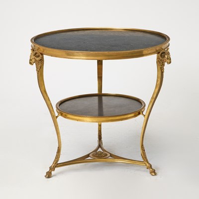 Lot 476 - Louis XVI Style Two-Tier Gilt-Bronze Black Marble Gueridon