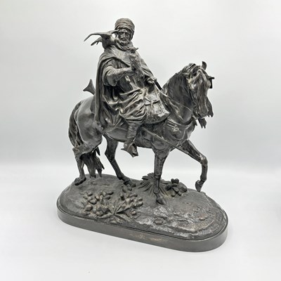 Lot 178 - Russian Bronze Group of a Wealthy Arab Hunter with His Hawks