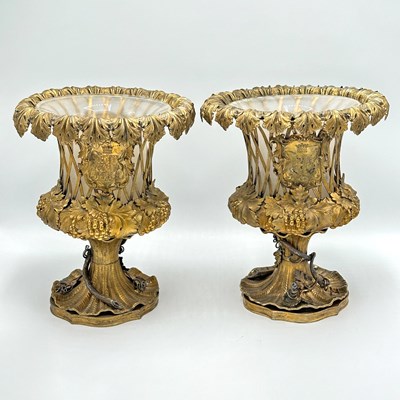 Lot 63 - Pair of Sterling Silver Gilt Wine Coolers