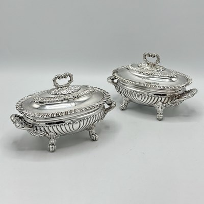 Lot 72 - Pair of Regency Silver Plated Sauce Tureens and Covers