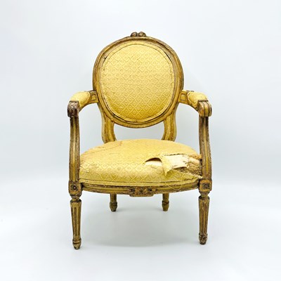 Lot 261 - Louis XVI Style Miniature White-painted and Gilt Fauteuil