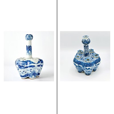 Lot 130 - Two Chinese Blue and White Porcelain Crocus Vases