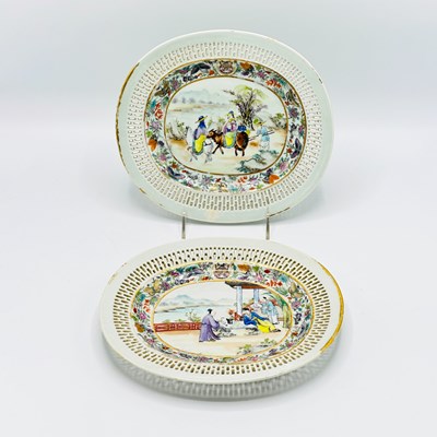 Lot 125 - Pair of Chinese Export Porcelain Reticulated Trays