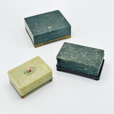 Lot 141 - Group of Three Chinese Carved Hardstone Boxes