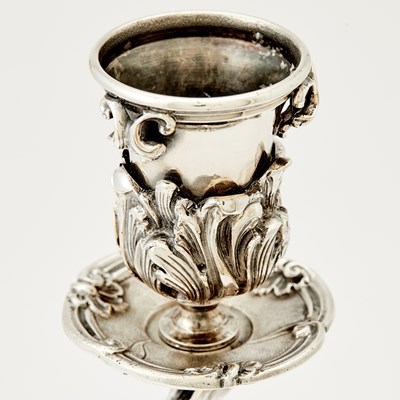 Lot 265 - Pair of Modern Fabergé Silver Plate Dolphin-Form Candlesticks