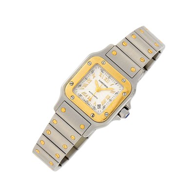 Lot 36 - Cartier Stainless Steel and Gold 'Santos' Wristwatch, Ref. 2423